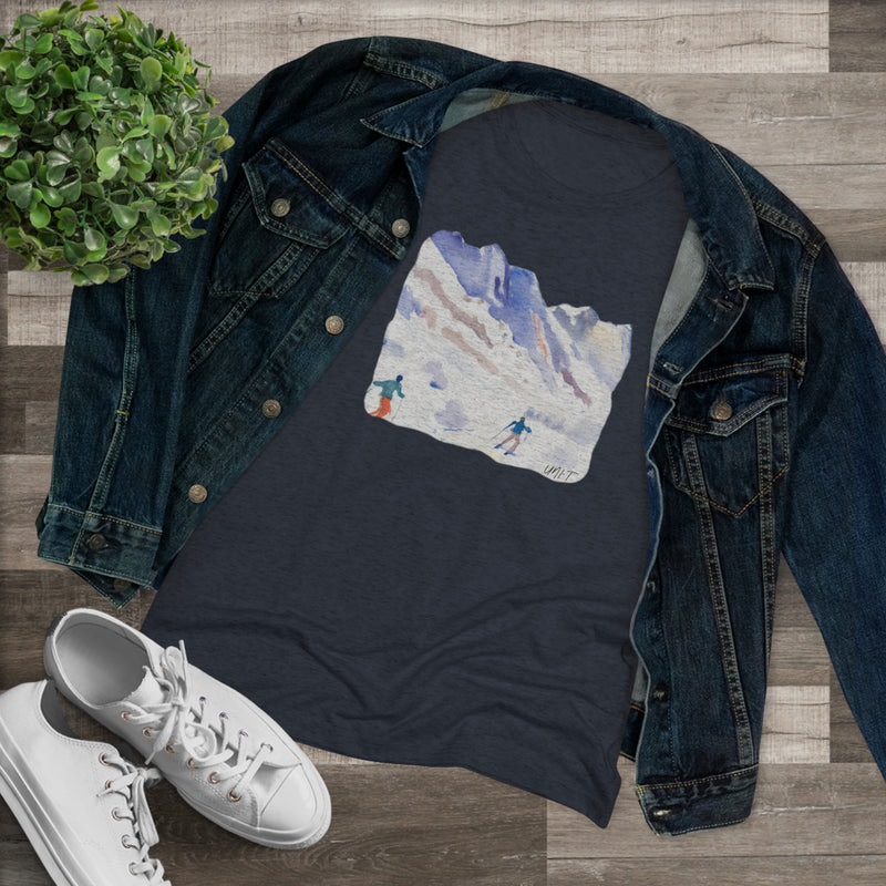 Skiing in Watercolor Women's Triblend Tee